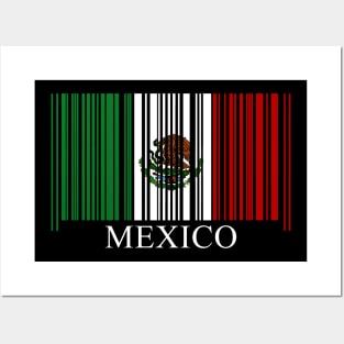 Mexican Flag Barcode Mexico Pride Posters and Art